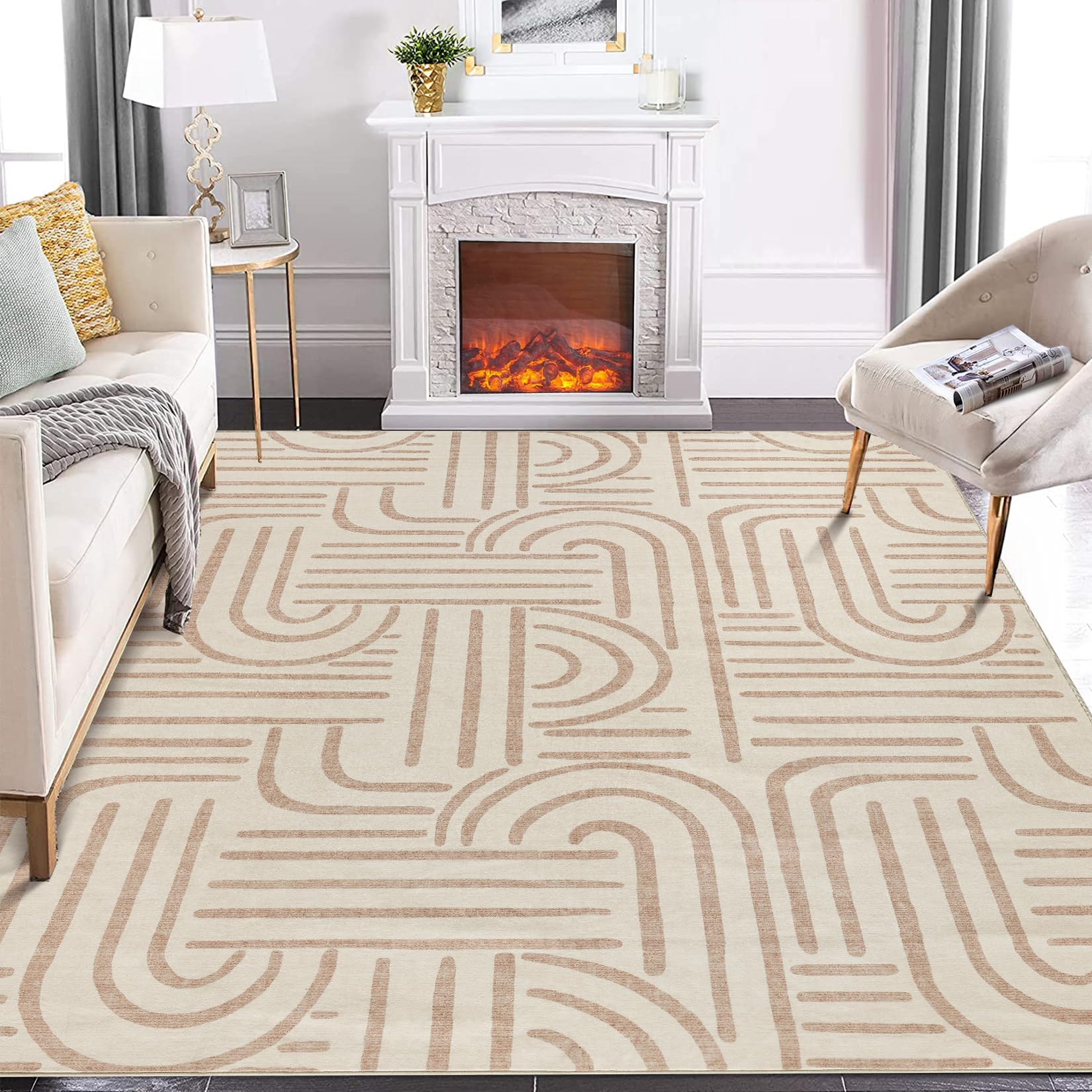 Garvee Washable Teppich 80 x 150 cm Kurzflor Rutschfest Teppich Für Schlafzimmer Wohnzimmer Esszimmer Hellgrün