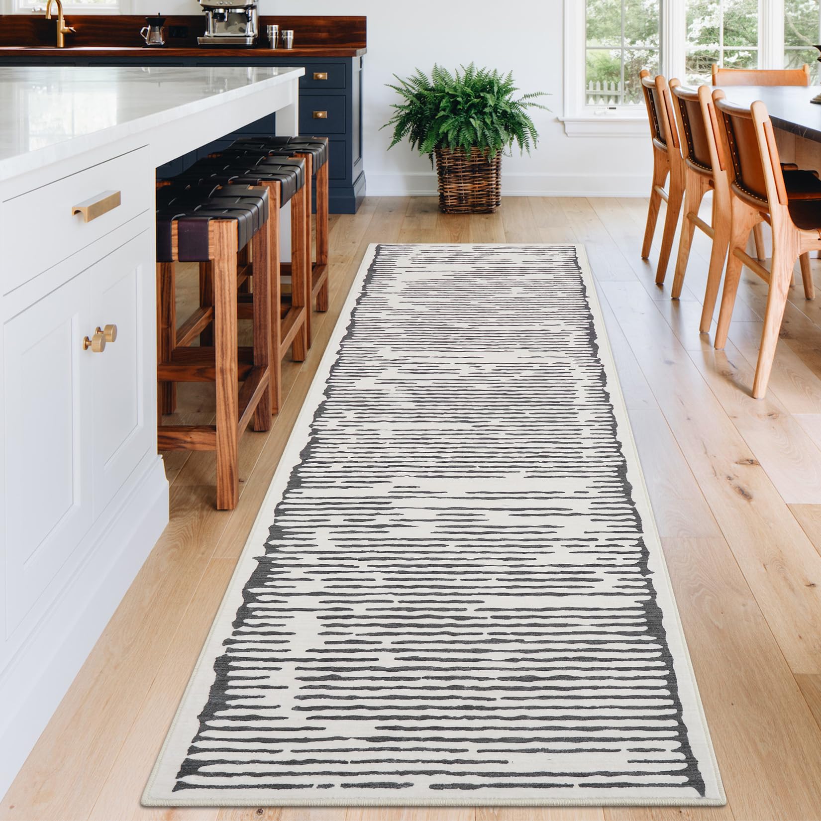 Garvee Washable Teppich 80 x 150 cm Kurzflor Rutschfest Schwarz Für Wohnzimmer Schlafzimmer Küche Flur