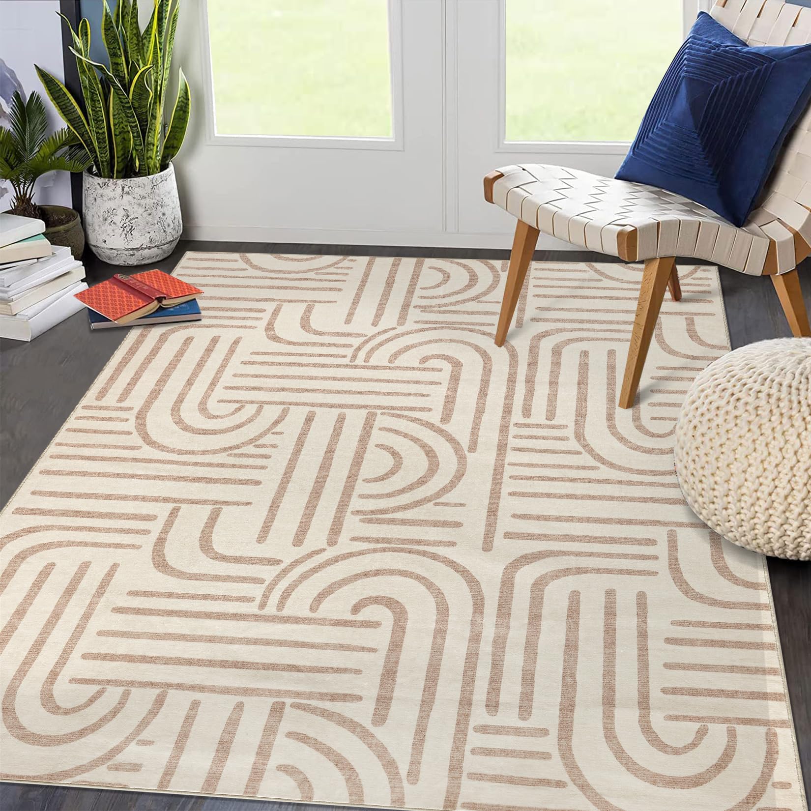 Garvee Washable Teppich 80 x 150 cm Kurzflor Rutschfest Teppich Für Schlafzimmer Wohnzimmer Esszimmer Hellgrün