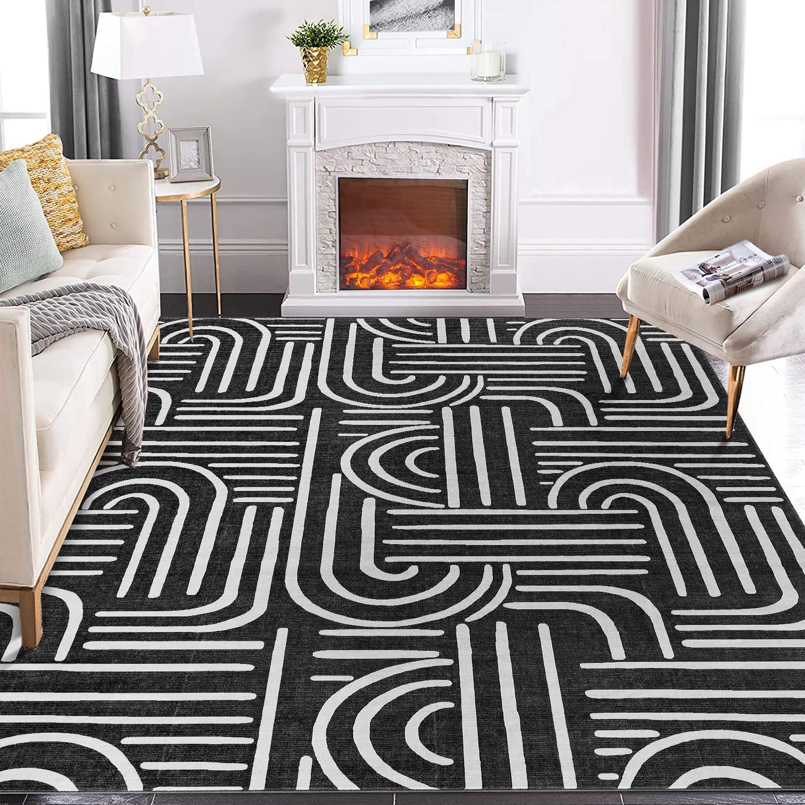 Garvee Washable Teppich 80 x 150 cm Kurzflor Rutschfest Teppich Für Schlafzimmer Wohnzimmer Esszimmer Hellgrün