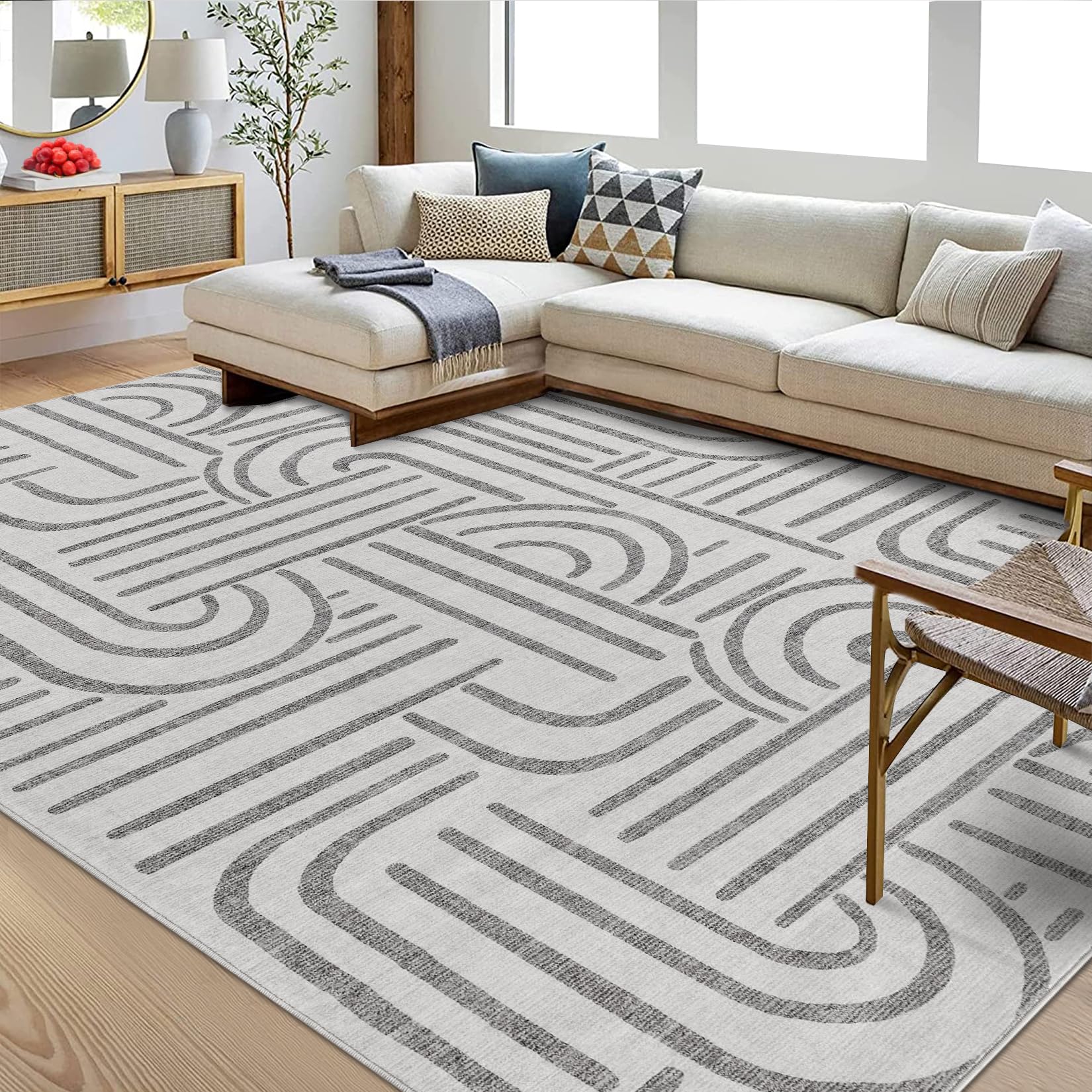 Garvee Washable Teppich 80 x 150 cm Kurzflor Rutschfest Teppich Für Schlafzimmer Wohnzimmer Esszimmer Hellgrün