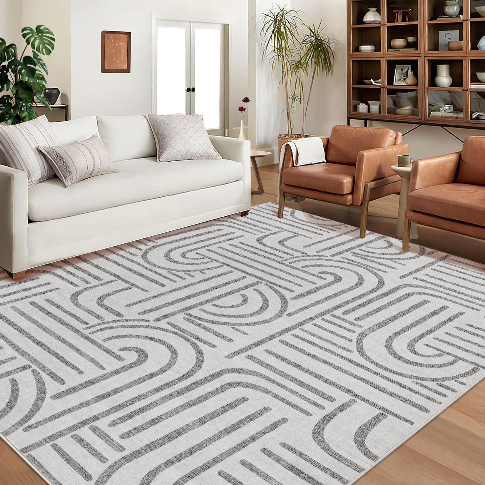 Garvee Washable Teppich 80 x 150 cm Kurzflor Rutschfest Teppich Für Schlafzimmer Wohnzimmer Esszimmer Hellgrün