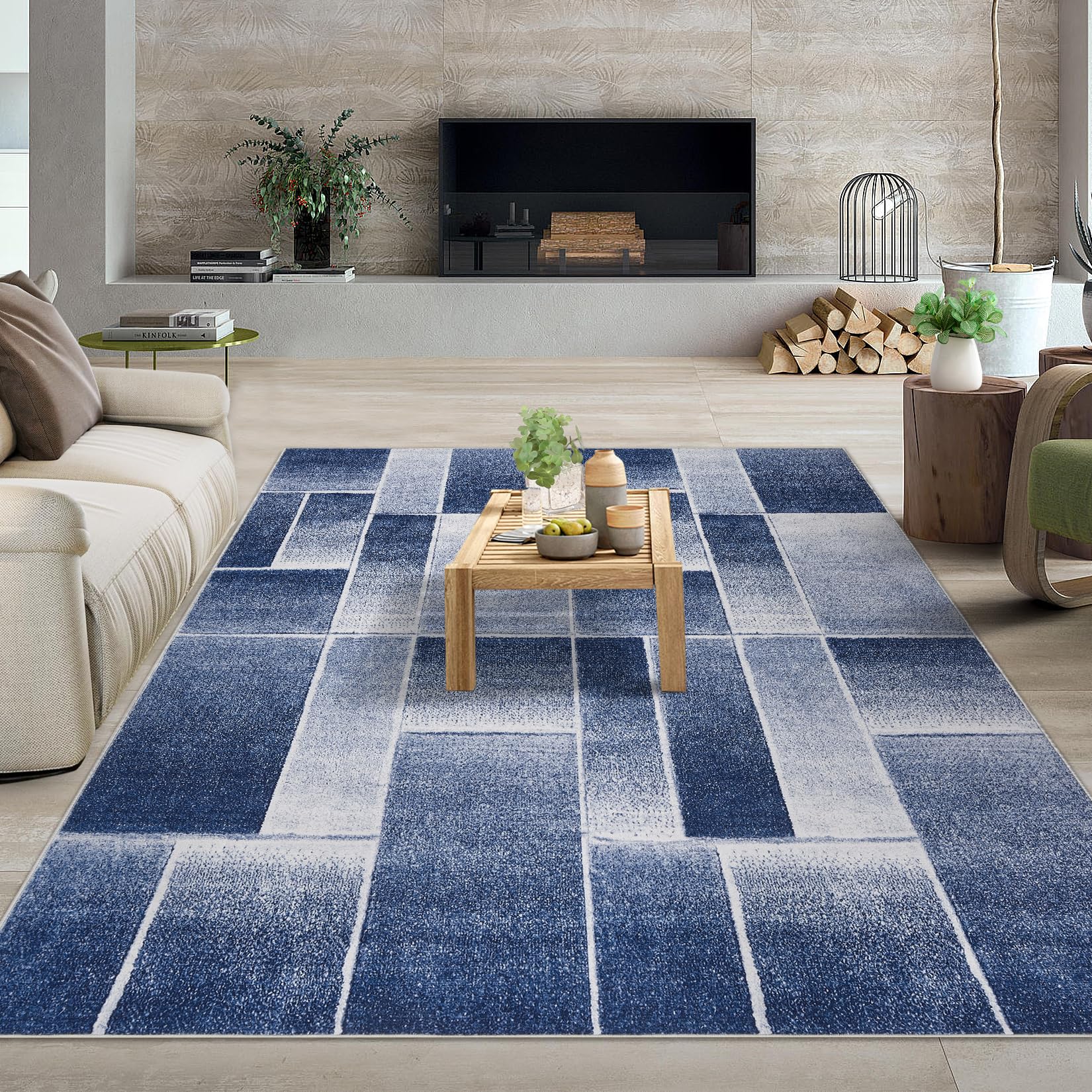 Garvee Waschbarer Teppich mit Niedrigem Flor 80 x 150 cm Beige Rutschfester Moderner Teppich für Wohnzimmer Schlafzimmer Küche