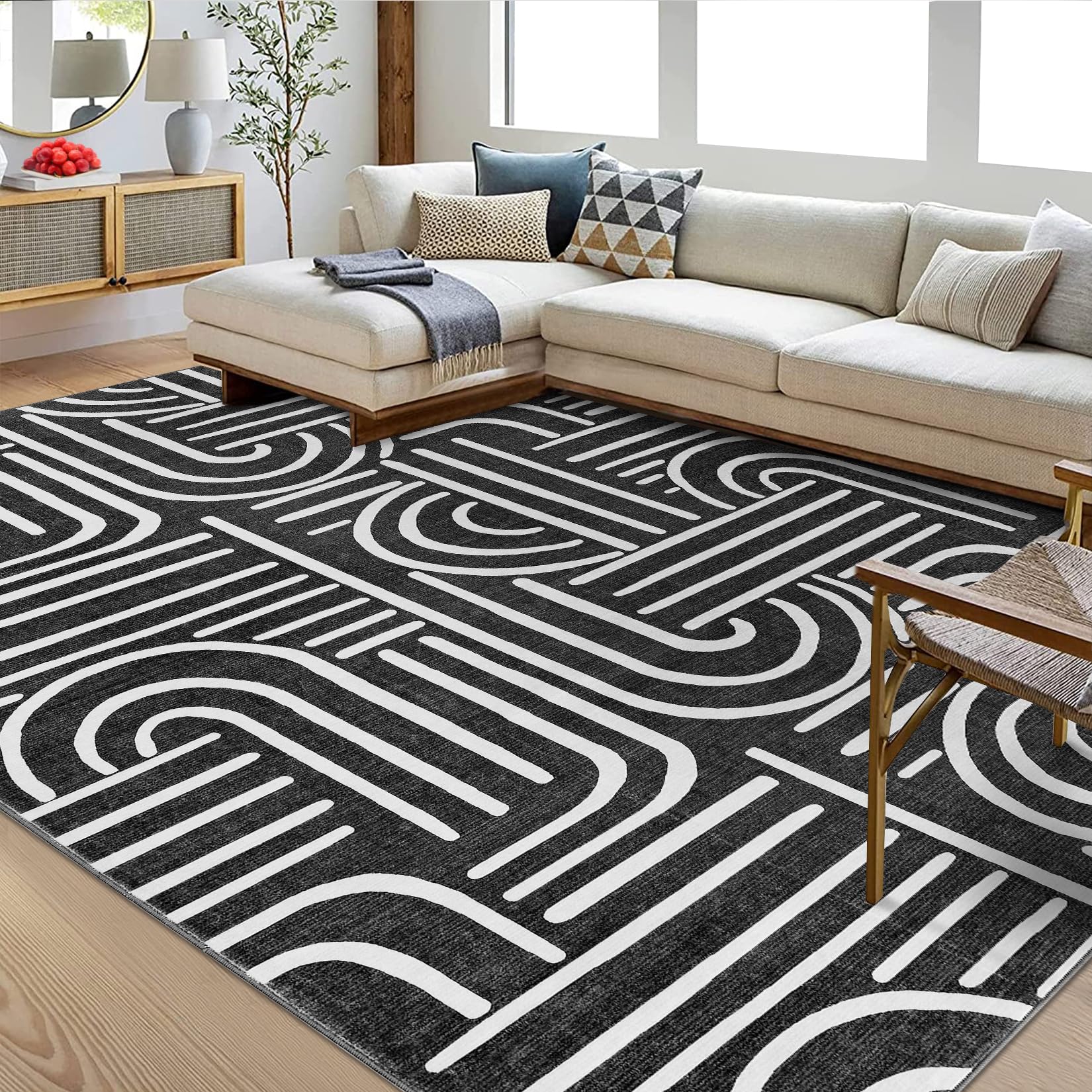 Garvee Washable Teppich 80 x 150 cm Kurzflor Rutschfest Teppich Für Schlafzimmer Wohnzimmer Esszimmer Hellgrün