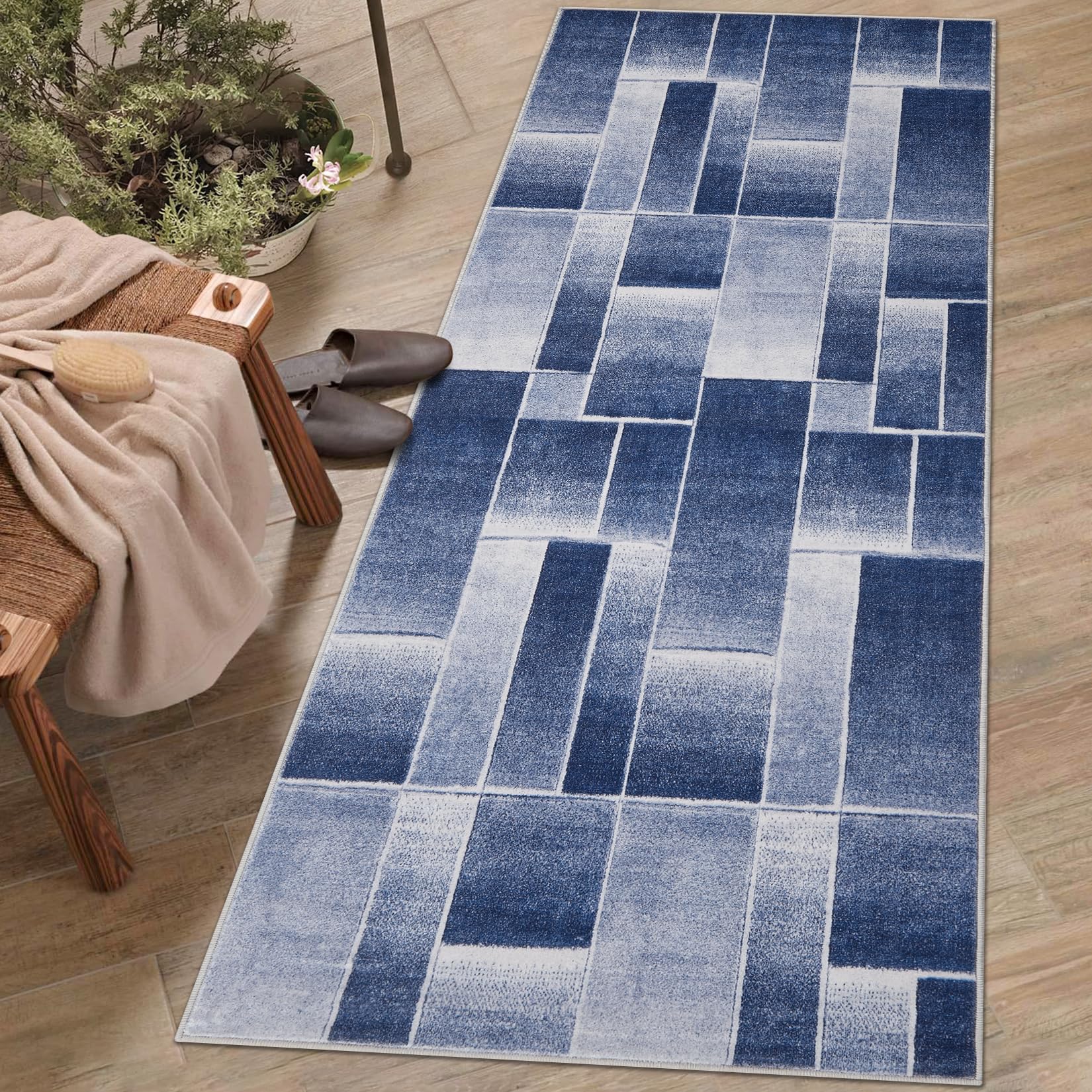 Garvee Waschbarer Teppich mit Niedrigem Flor 80 x 150 cm Beige Rutschfester Moderner Teppich für Wohnzimmer Schlafzimmer Küche