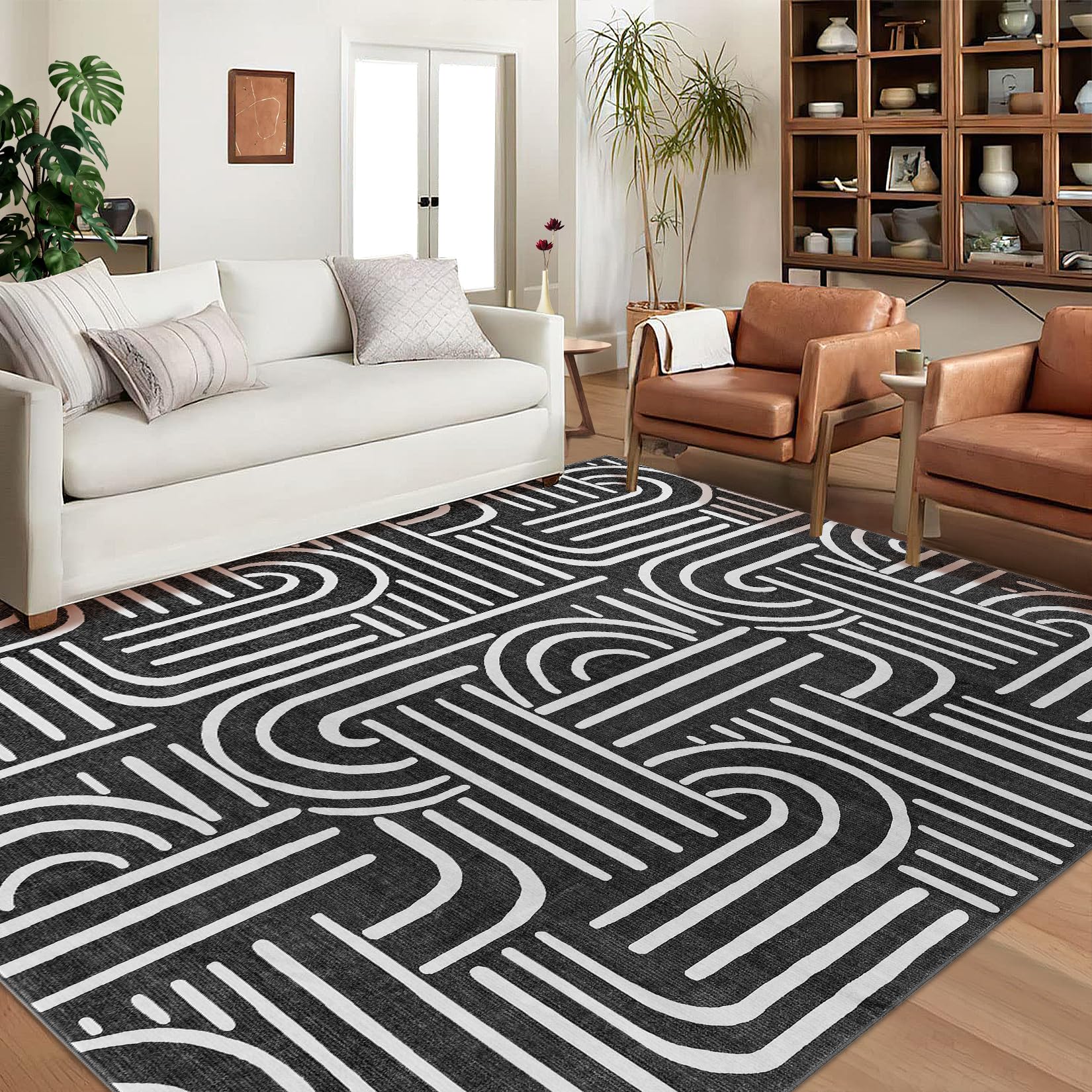 Garvee Washable Teppich 80 x 150 cm Kurzflor Rutschfest Teppich Für Schlafzimmer Wohnzimmer Esszimmer Hellgrün