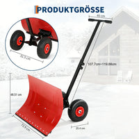 Garvee Schneeschieber mit Rädern – 74x42 cm Stahl-Klinge, 5-fach Höhenverstellung & höhenverstellbarer Griff für Einfahrt & Gehweg