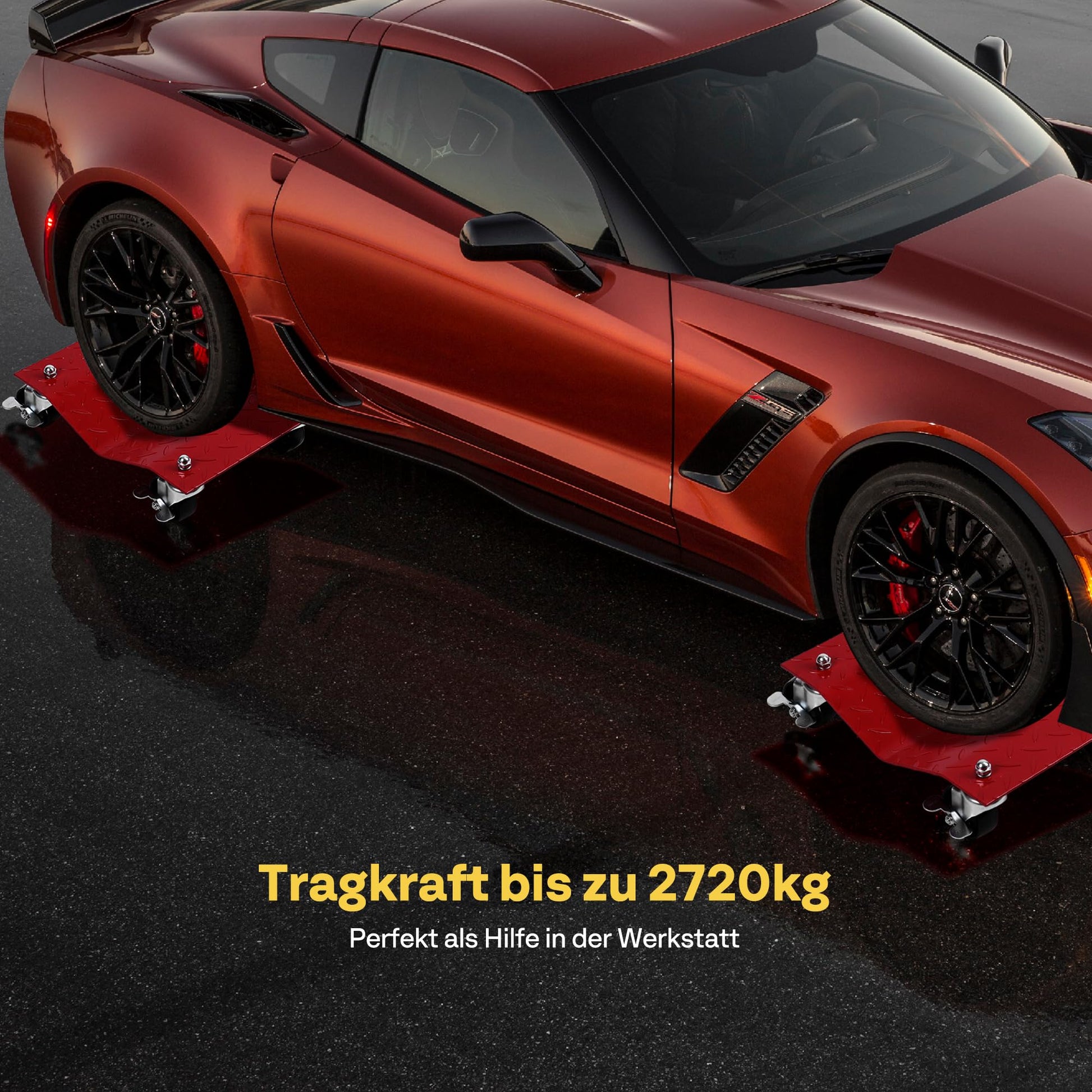 Garvee Reifen Rad Dolly Set (2er-Set) – 3000 lbs (1361 kg) Tragkraft, 40x30 cm Anti-Rutsch-Platte, 360° Nylon-Räder für Auto & Anhänger