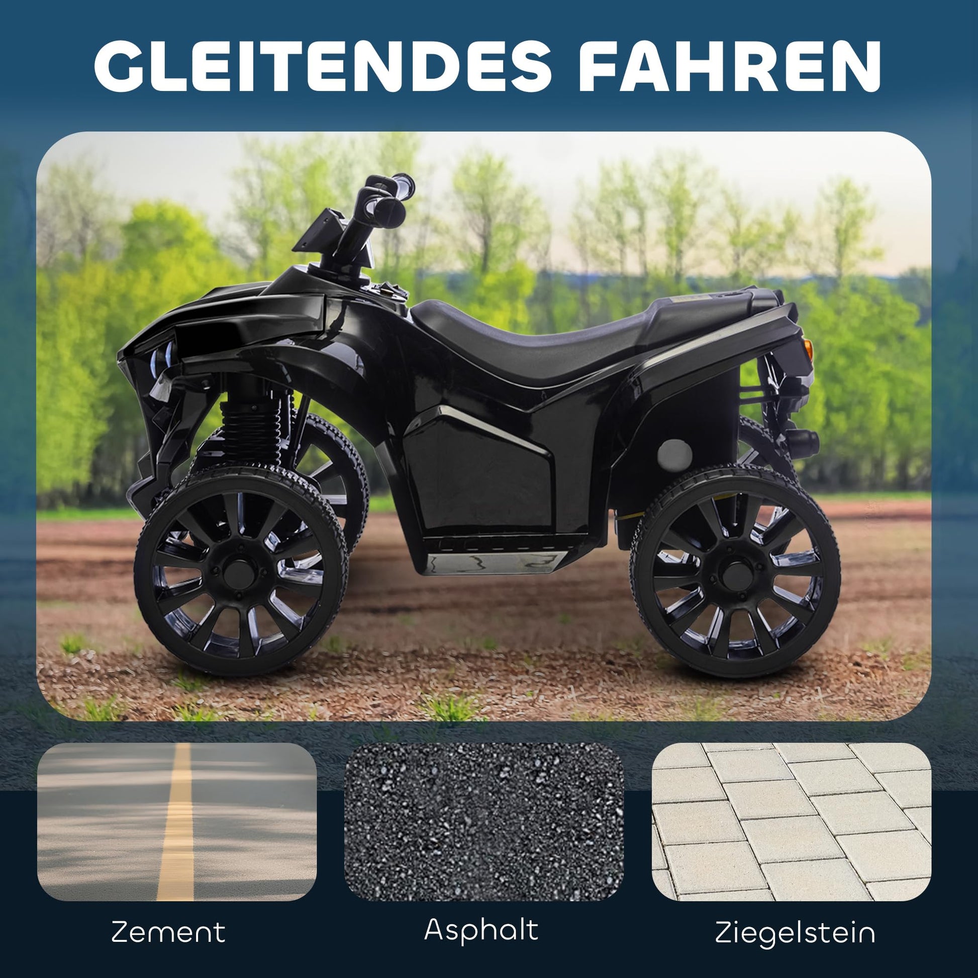 Garvee 6V Kinder Elektro-ATV – LED, Musik, Sicheres Fahren, Schwarz, Ab 3 Jahren
