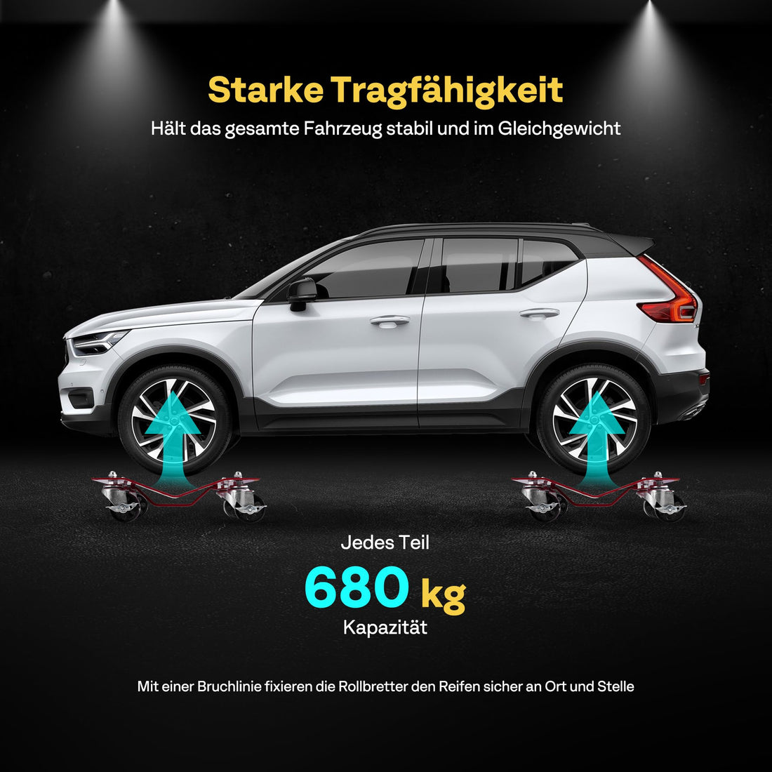 Garvee Auto-Rangierhilfe 2er-Set, 680 kg je Stück, 40 × 30 cm, 360° Rollen für Garage & Werkstatt