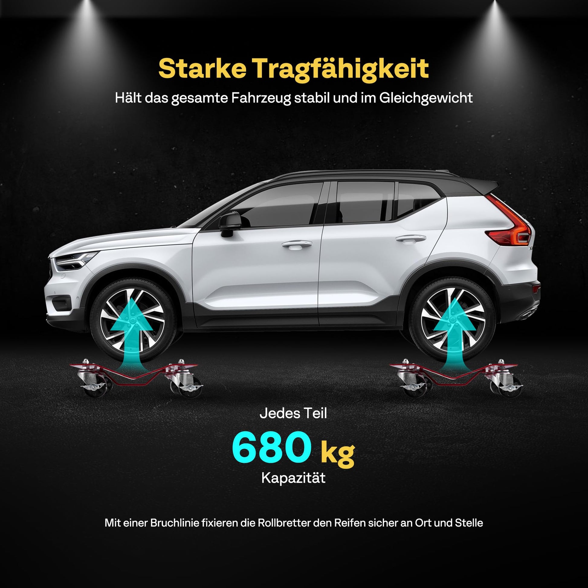 Garvee Reifen Rad Dolly Set (2er-Set) – 3000 lbs (1361 kg) Tragkraft, 40x30 cm Anti-Rutsch-Platte, 360° Nylon-Räder für Auto & Anhänger