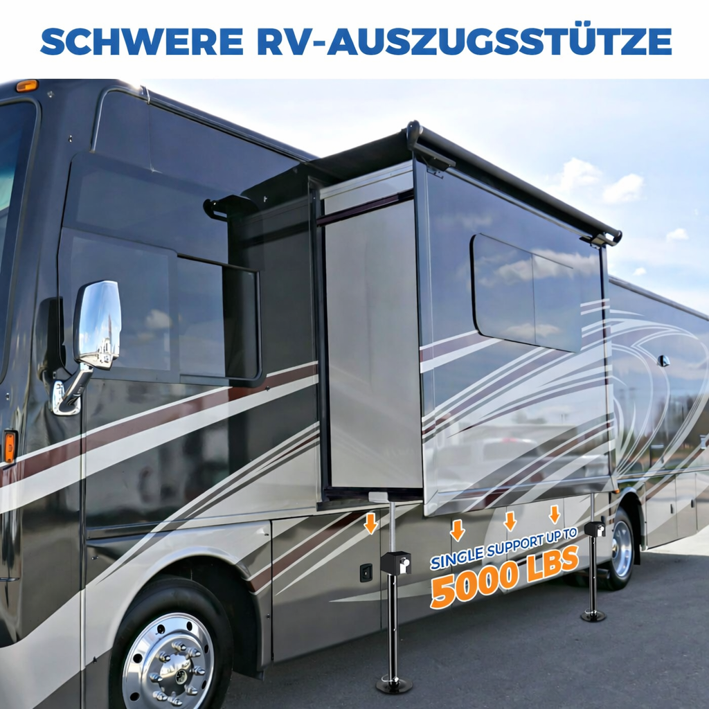 Garvee RV Ausfahrstützen 2er-Set – Höhenverstellbare Stützen (53-87 cm), 5000 lbs Tragkraft pro Stütze, inkl. Drill-Adapter für Reisemobil & Wohnwagen