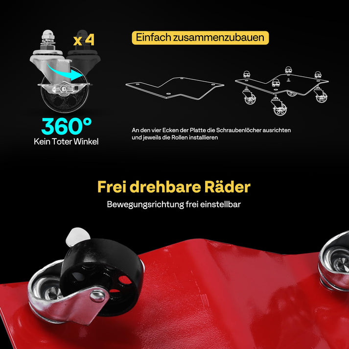 360° drehbare Räder für einfache Bewegung