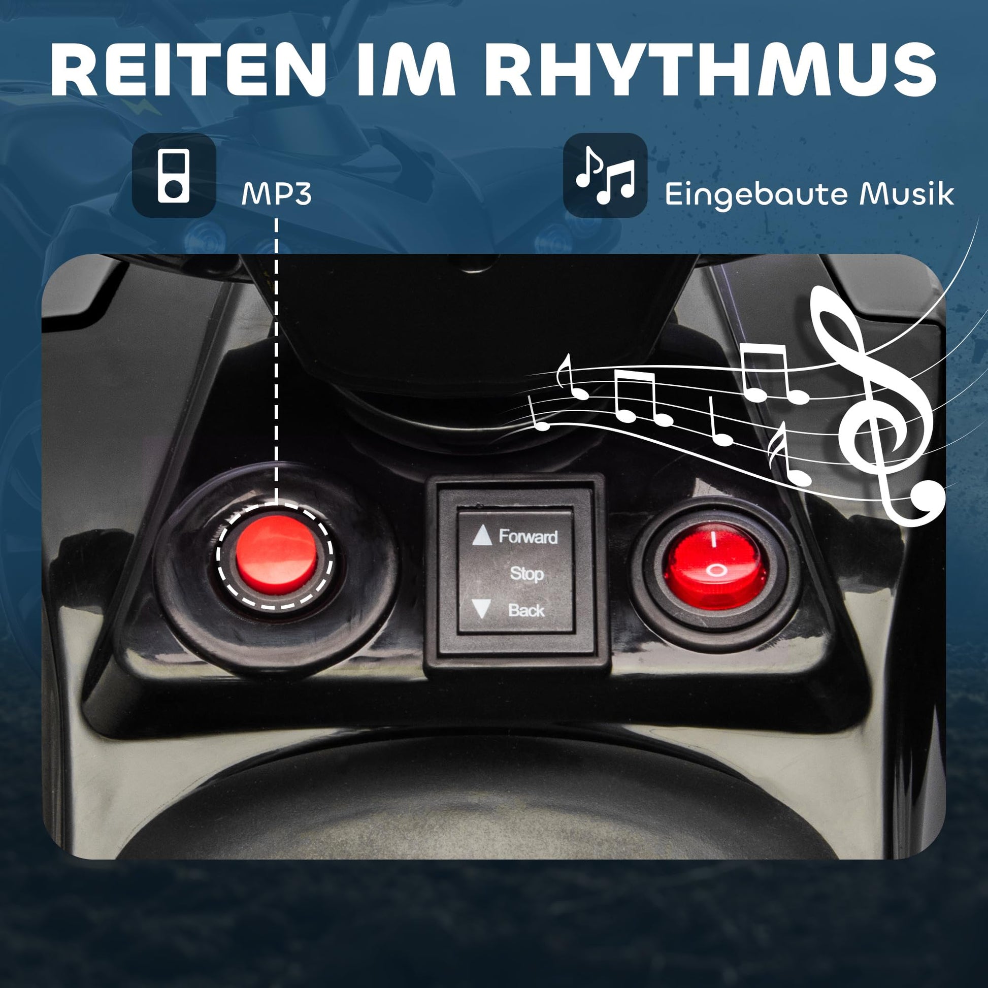 Garvee 6V Kinder Elektro-ATV – LED, Musik, Sicheres Fahren, Schwarz, Ab 3 Jahren