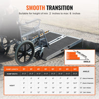 Garvee 91 cm Tragbare Rollstuhlrampe – 800 lbs Tragfähigkeit, faltbare Alu-Schwellenrampe mit Griff & rutschfester Oberfläche