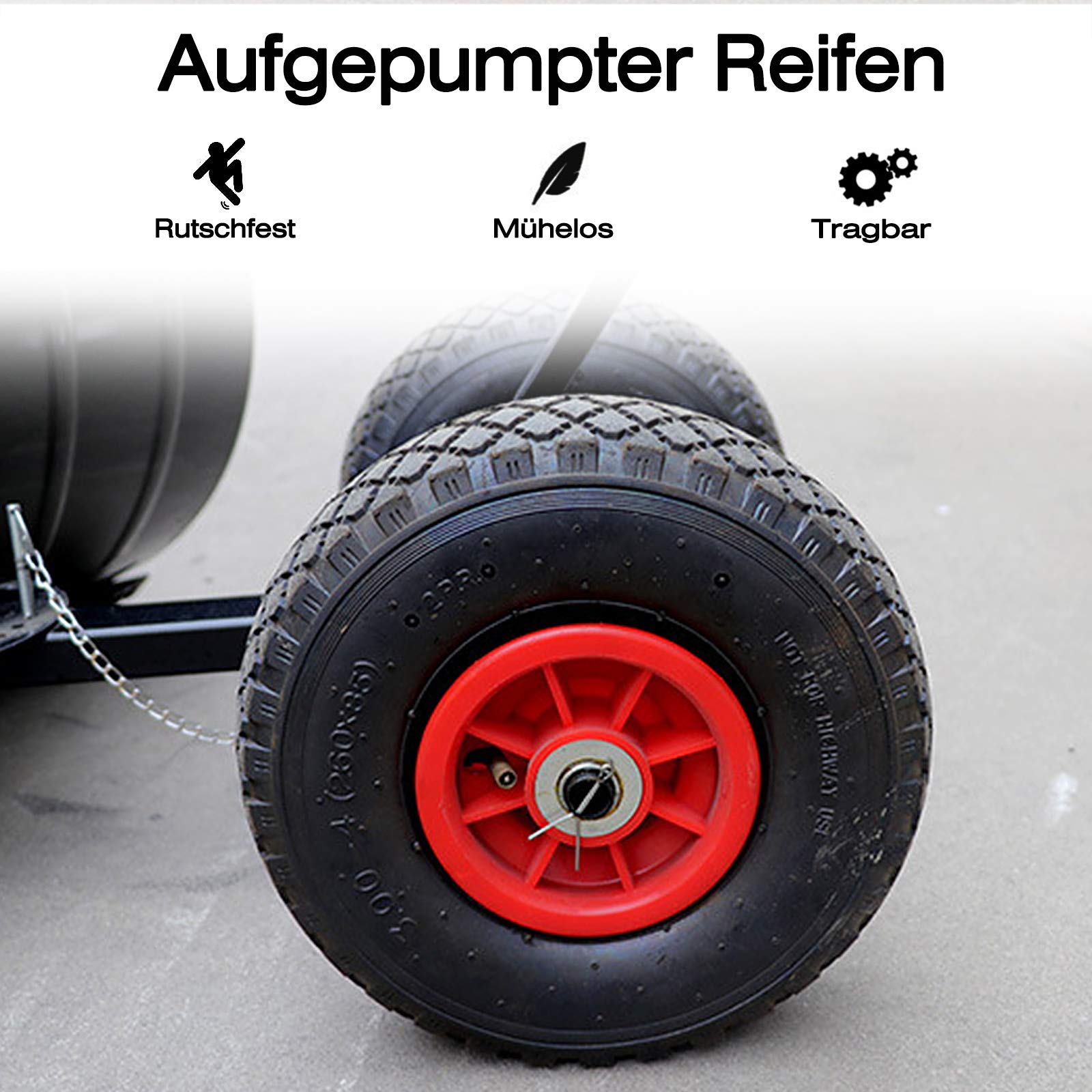 Garvee Schneeschieber mit Rädern – 74x42 cm Metall-Klinge, 5-fach höhenverstellbar & klappbar, rückenschonend für Gehweg, Einfahrt & Garten