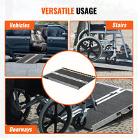 Garvee 91 cm Tragbare Rollstuhlrampe – 800 lbs Tragfähigkeit, faltbare Alu-Schwellenrampe mit Griff & rutschfester Oberfläche