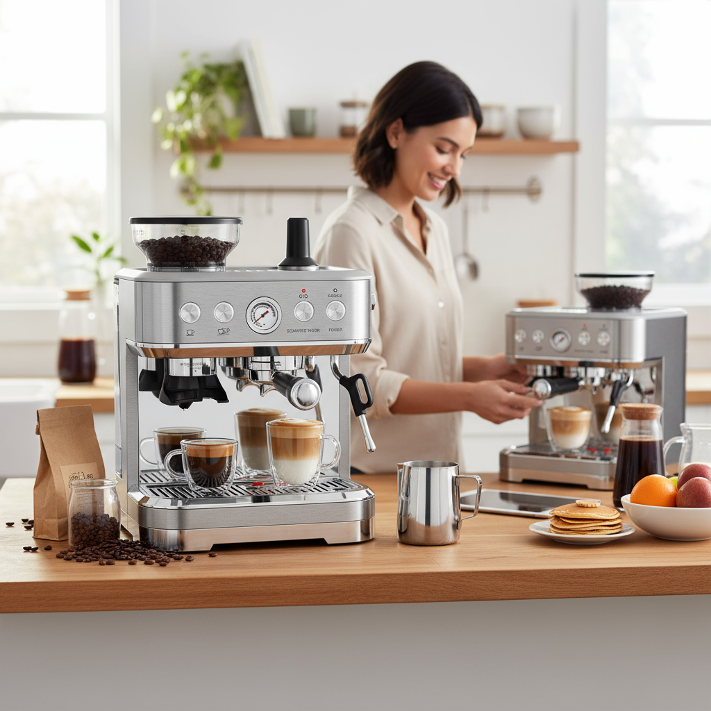 Garvee Espressomaschine mit Mahlwerk & Milchaufschäumer – 15 Bar, 2.3L Tank, Kegelmahlwerk, Automatische Milchschaumdüse