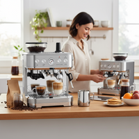 Garvee Espressomaschine mit Mahlwerk & Milchaufschäumer – 15 Bar, 2.3L Tank, Kegelmahlwerk, Automatische Milchschaumdüse