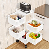 Garvee Rollwagen 5-lagig Weiß Metall 94 x 28 x 28 cm Küchenwagen für Maximale Lagerkapazität in Haushalt, Supermarkt und Industrie mit Stabilen Rollen - Weiß