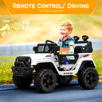 Garvee Weiß 12V Kinder Elektroauto mit Fernbedienung Offroad-Reifen LED Licht und Musik Für Kinder 3-8 Jahre