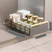 GARVEE Metall Teleskopschublade Ausziehbare Schublade Küche mit Holzgriff Kein Bohren(40x24x11cm)