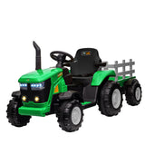 Garvee Grün Elektrotraktor für Kinder 3-8 Jahre, 12V Battery, Mit Fernsteuerung & Anhänger - Grün