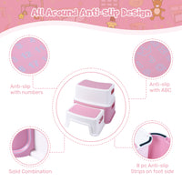 GARVEE Tritthocker für Kinder, 2-Stufiger Kinderhocker aus PP-Kunststoff, Rutschfest und Stabil, Ideal für Waschbecken, Toilette, Badezimmer und Küche, Rosa
