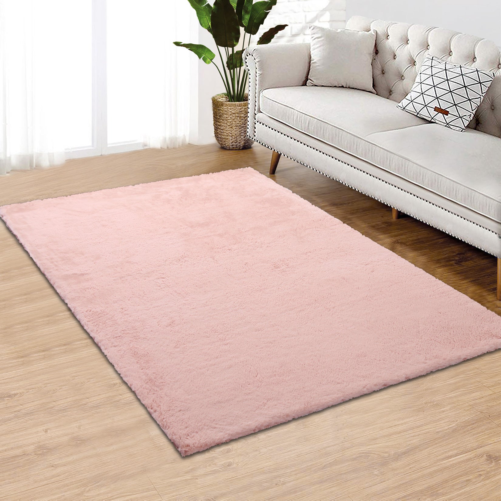 GARVEE Hochflor Teppich Wohnzimmer Schlafzimmer, Waschbar Polyester, Anti-Rutsch, Einfarbig, 75x120cm
