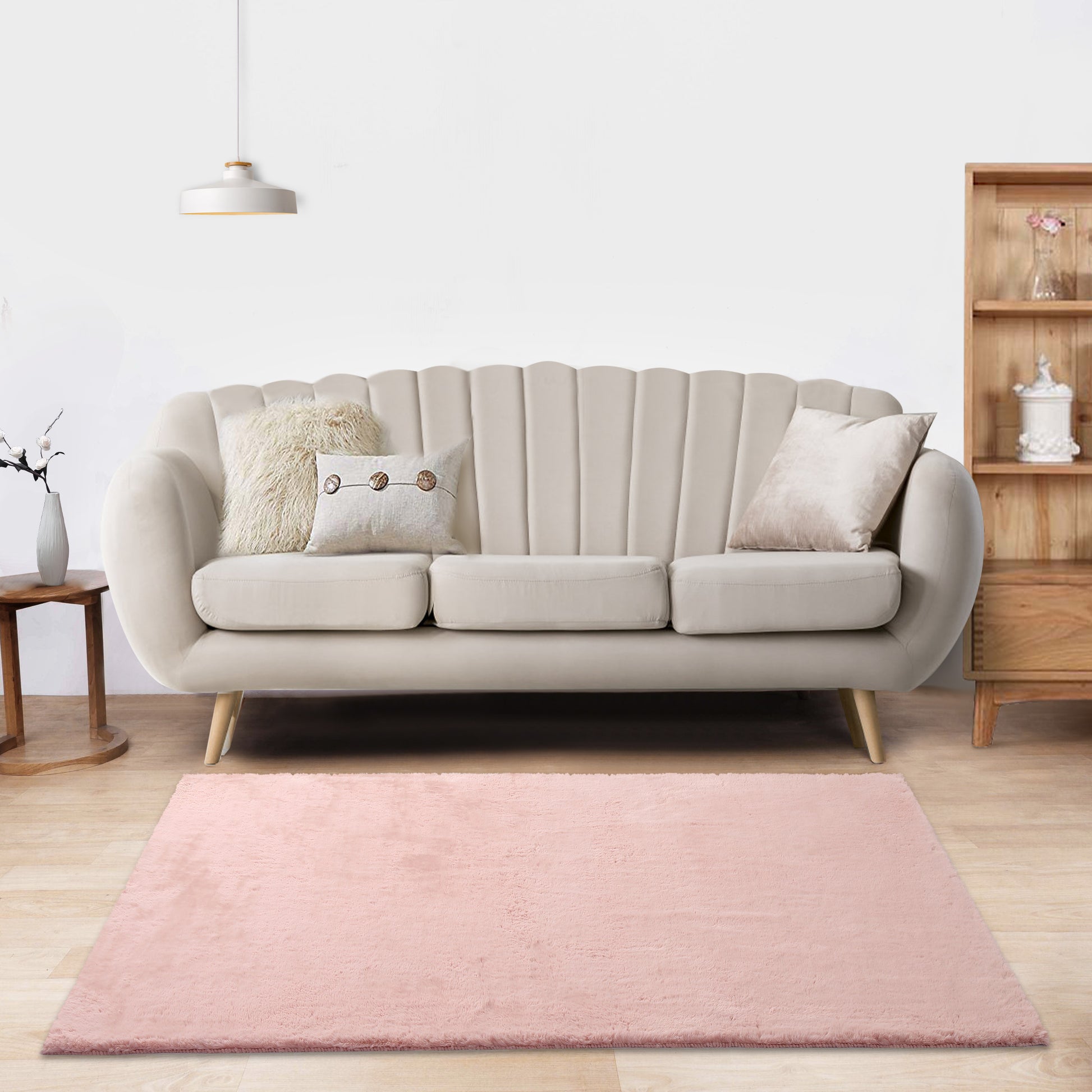 GARVEE Hochflor Teppich Wohnzimmer Schlafzimmer, Waschbar Polyester, Anti-Rutsch, Einfarbig, 75x120cm