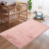 GARVEE Hochflor Teppich Wohnzimmer Schlafzimmer, Waschbar Polyester, Anti-Rutsch, Einfarbig, 75x120cm - Rosa