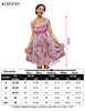 Garvee Dirndl Damen Mid Trachtenkleid Mit Spitzenschürze Für Oktoberfest A-Rosenrot 34