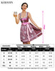 Garvee Damen Traditionelles Kurzes Dirndl-Kleid Mit Spitzen-Schürze Für Das Oktoberfest C-Rot 2tlg. S