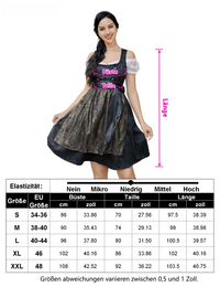 Garvee Damen Tirolesa 3-teiliges Kleid, Oktoberfest, Schwarz, Größe 36