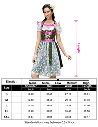 Garvee Damen Dirndlkleid Bayern Oktoberfest Set - 3-teilig Bayerische Kurzarmbluse, Größe 40, Blumen