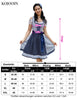Garvee Damen Dirndlkleid Bayern Oktoberfest Set Dirndl Bluse und Schürze - 3-teiliges Dirndlkleid Bluse mit kurzen Ärmeln Bayerische Kleidung Blumen07 34