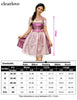 Garvee Dirndl Damen Midi 3Tlg Trachtenkleid Set Rot Spitze 34 Für Oktoberfest Karneval Hochzeit