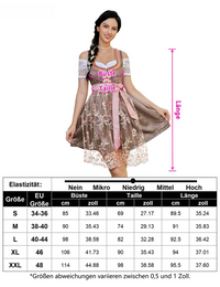 Garvee Damen Trachtenkleid 3tlg. Dirndl Midi Kleid Rosa 34 Für Oktoberfest Mit Bluse Und Schürze