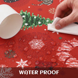 Garvee Weihnachtstischdecke Polyester 52x79cm Abwischbar Spill-Proof Weihnachtsbaum Schneeflocken Rentier Party Tischdecke Rechteckig Innen Außen - Wie gezeigt