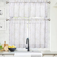 GARVEE Kitchen Voile Vorhänge Zweig-Design 66x91cm Schwebender Café-Look