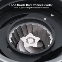 Garvee Espressomaschine mit Mahlwerk & Milchaufschäumer – 15 Bar, 2.3L Tank, Kegelmahlwerk, Automatische Milchschaumdüse