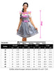 Garvee Damen Dirndl Trachtenkleid Kurz Set 3tlg. Für Oktoberfest Grau-Blau 34