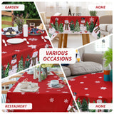 Garvee Weihnachtstischdecke Rot Wasserdicht Polyester Bambus-Effekt 54x54 Zoll Schneemann Design Für Festliche Dekoration - Rot