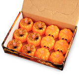 Garvee Halloween Kürbislichter LED 12er Set, Flackernde Jack-O'-Lantern Teelichter, Batteriebetrieben, Sicher, DIY Kreativ, Für Halloween Party Dekoration, 1.8x1.6 Zoll, Orange