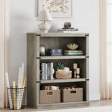 Garvee Bücherregal 4 Ebenen 80 x 32 x 102 cm, breites Standregal aus Holz mit 3 Regalbereichen, stabiles Aufbewahrungsregal im Industrie-Look, Grau - Grau