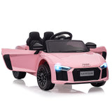 Garvee Rosa 12V Kinder Elektroauto Audi R8 Modell Polizei mit Fernbedienung LED Musik für Kinder 3-8 Jahre - Rosa