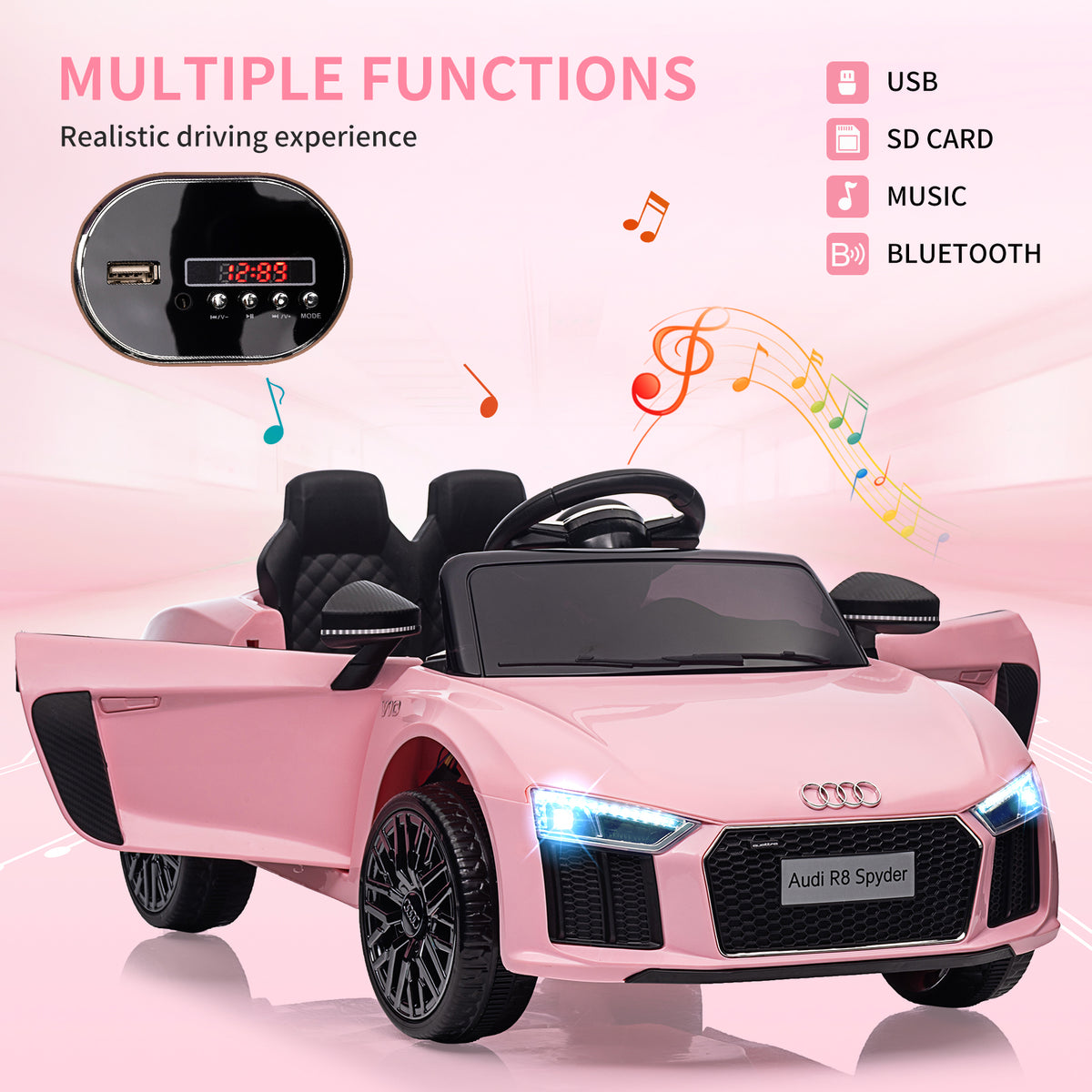 Kinder Elektroauto mit Musik Sirene und LED Licht