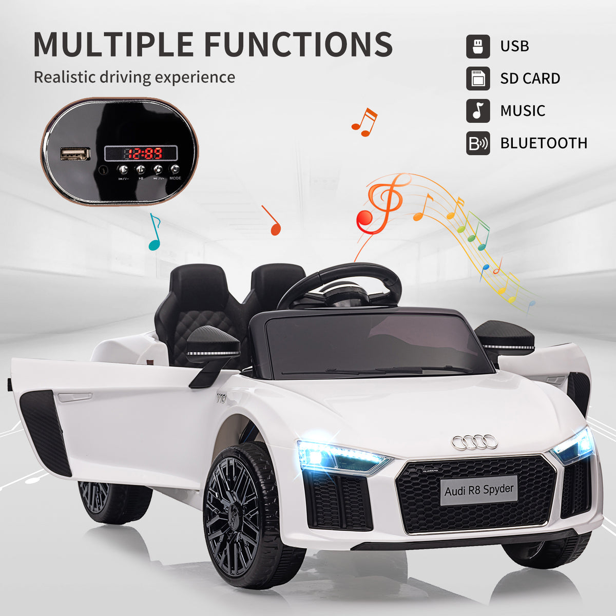 Kinder Elektroauto mit Musik Sirene und LED Licht