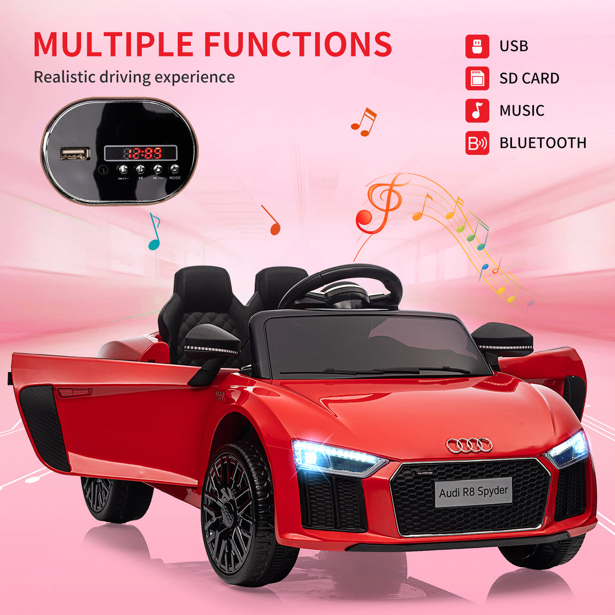 Kinder Elektroauto mit Musik Sirene und LED Licht