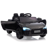 Garvee Schwarz 12V Kinder Elektroauto Audi R8 Modell Polizei mit Fernbedienung LED Musik für Kinder 3-8 Jahre - Schwarz